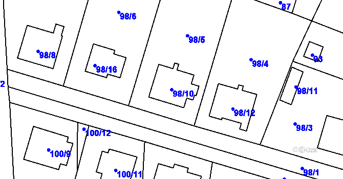 Parcela st. 98/10 v KÚ Vochov, Katastrální mapa