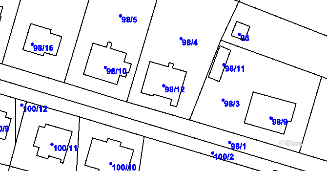 Parcela st. 98/12 v KÚ Vochov, Katastrální mapa