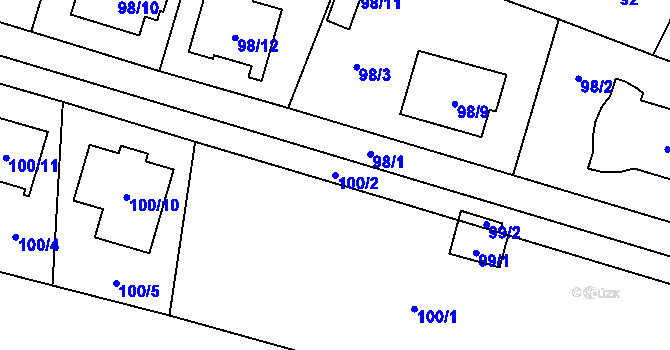 Parcela st. 100/2 v KÚ Vochov, Katastrální mapa