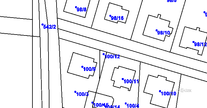 Parcela st. 100/12 v KÚ Vochov, Katastrální mapa