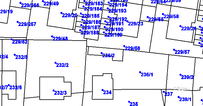 Parcela st. 236/2 v KÚ Vochov, Katastrální mapa