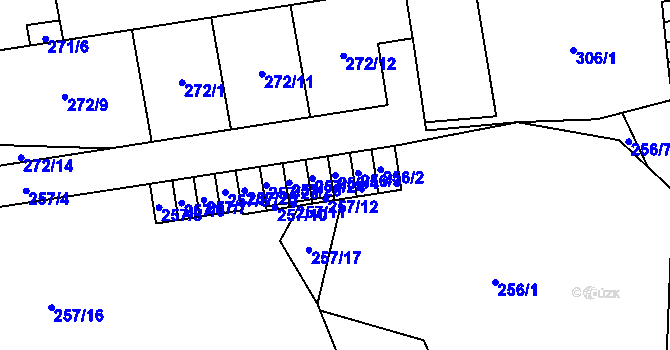 Parcela st. 256/4 v KÚ Vochov, Katastrální mapa