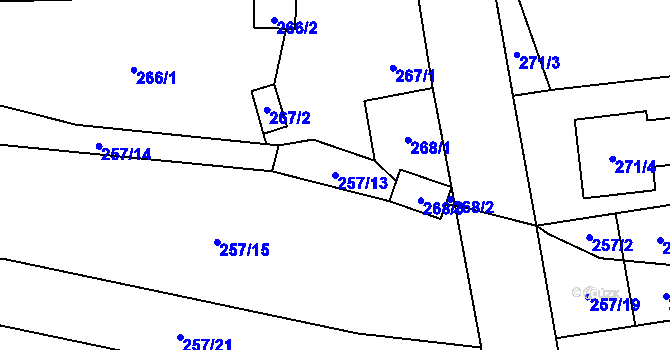 Parcela st. 257/13 v KÚ Vochov, Katastrální mapa