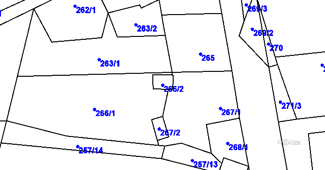 Parcela st. 266/2 v KÚ Vochov, Katastrální mapa