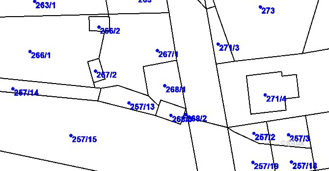 Parcela st. 268/1 v KÚ Vochov, Katastrální mapa