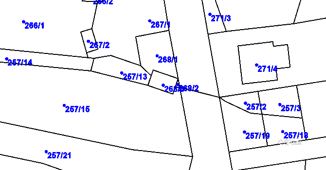 Parcela st. 268/3 v KÚ Vochov, Katastrální mapa