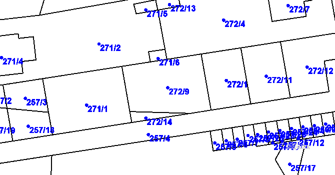 Parcela st. 272/9 v KÚ Vochov, Katastrální mapa
