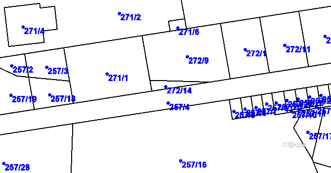 Parcela st. 272/14 v KÚ Vochov, Katastrální mapa