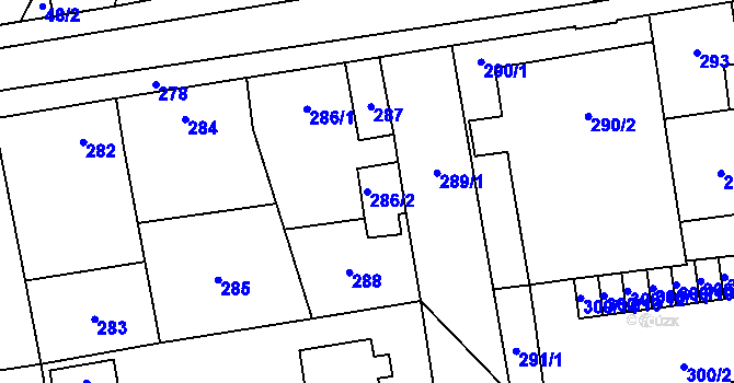 Parcela st. 286/2 v KÚ Vochov, Katastrální mapa