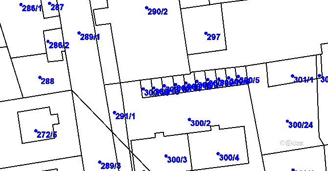 Parcela st. 300/12 v KÚ Vochov, Katastrální mapa