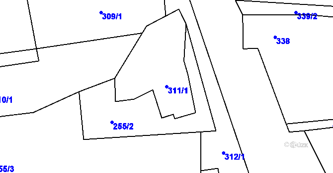 Parcela st. 311/1 v KÚ Vochov, Katastrální mapa