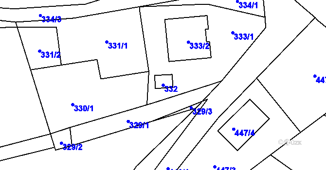 Parcela st. 332 v KÚ Vochov, Katastrální mapa