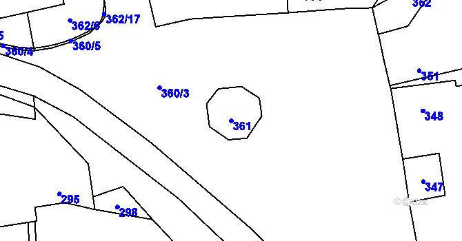 Parcela st. 361 v KÚ Vochov, Katastrální mapa