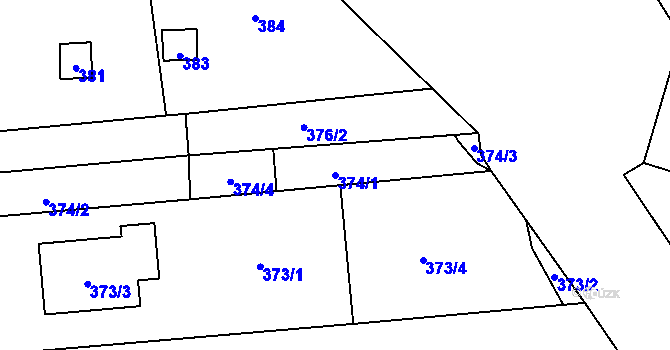 Parcela st. 374/1 v KÚ Vochov, Katastrální mapa