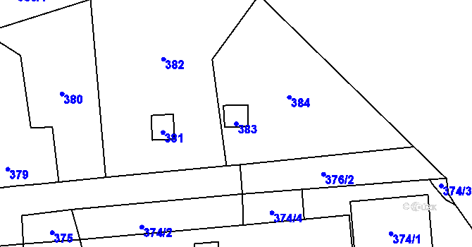 Parcela st. 383 v KÚ Vochov, Katastrální mapa