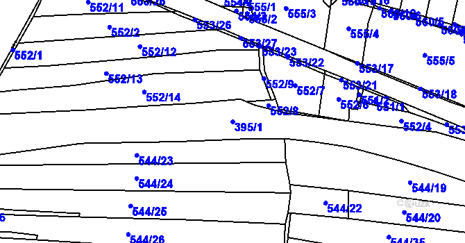 Parcela st. 395/1 v KÚ Vochov, Katastrální mapa