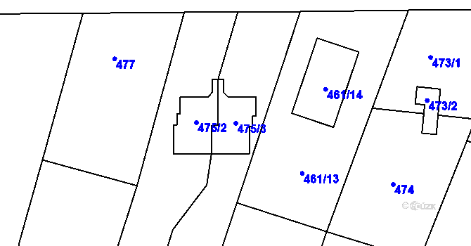 Parcela st. 475/3 v KÚ Vochov, Katastrální mapa