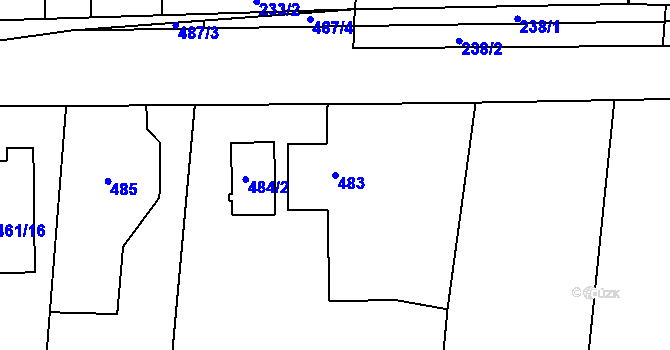 Parcela st. 483 v KÚ Vochov, Katastrální mapa