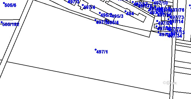 Parcela st. 497/1 v KÚ Vochov, Katastrální mapa