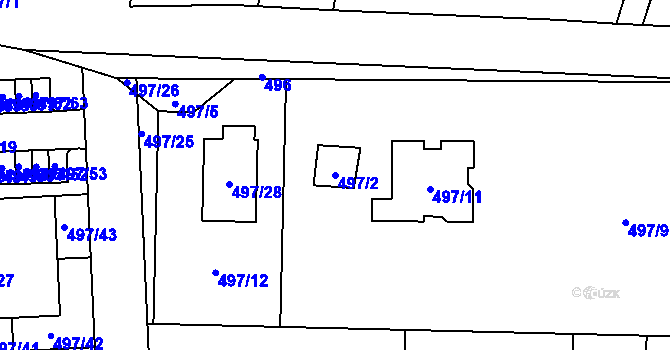 Parcela st. 497/2 v KÚ Vochov, Katastrální mapa