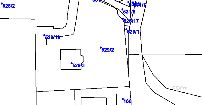Parcela st. 529/2 v KÚ Vochov, Katastrální mapa
