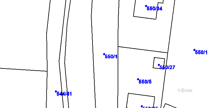 Parcela st. 550/1 v KÚ Vochov, Katastrální mapa