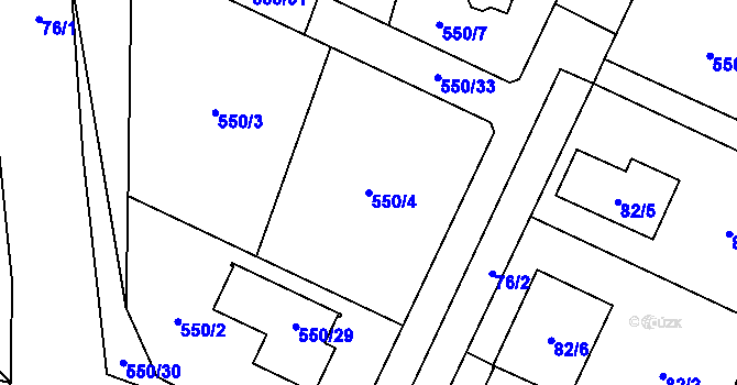 Parcela st. 550/4 v KÚ Vochov, Katastrální mapa