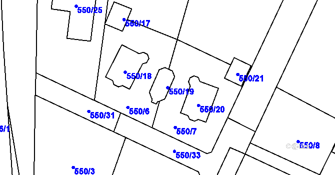 Parcela st. 550/19 v KÚ Vochov, Katastrální mapa