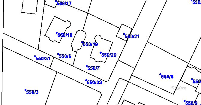 Parcela st. 550/20 v KÚ Vochov, Katastrální mapa
