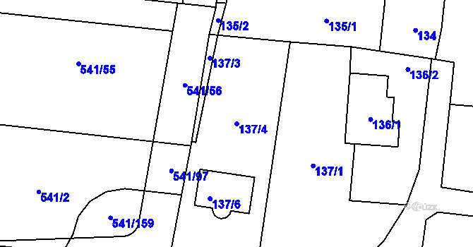 Parcela st. 137/4 v KÚ Vochov, Katastrální mapa