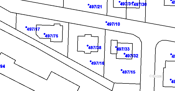 Parcela st. 497/38 v KÚ Vochov, Katastrální mapa