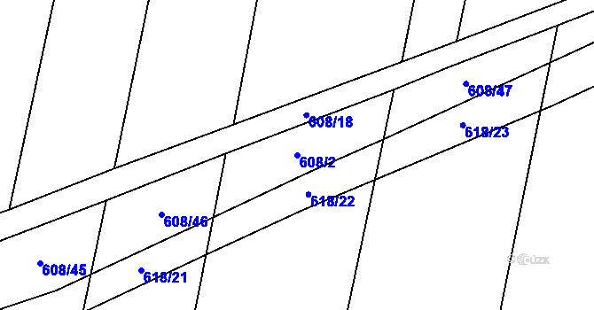 Parcela st. 608/2 v KÚ Vochov, Katastrální mapa