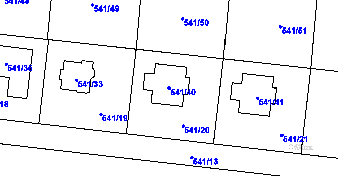 Parcela st. 541/40 v KÚ Vochov, Katastrální mapa