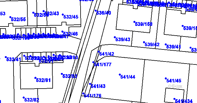 Parcela st. 541/42 v KÚ Vochov, Katastrální mapa