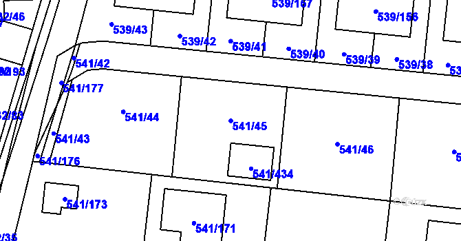 Parcela st. 541/45 v KÚ Vochov, Katastrální mapa
