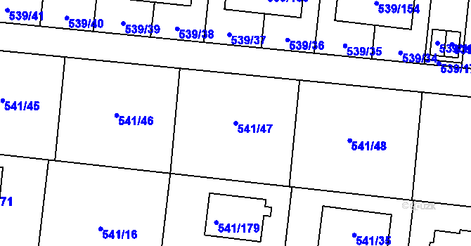 Parcela st. 541/47 v KÚ Vochov, Katastrální mapa