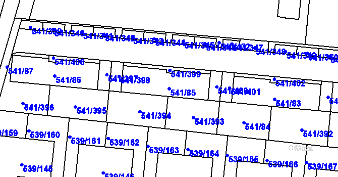 Parcela st. 541/85 v KÚ Vochov, Katastrální mapa