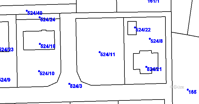 Parcela st. 524/11 v KÚ Vochov, Katastrální mapa