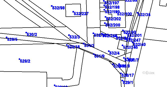Parcela st. 531/2 v KÚ Vochov, Katastrální mapa