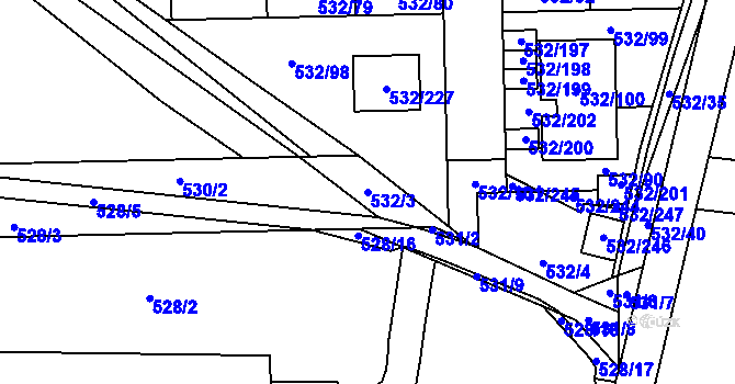 Parcela st. 532/3 v KÚ Vochov, Katastrální mapa
