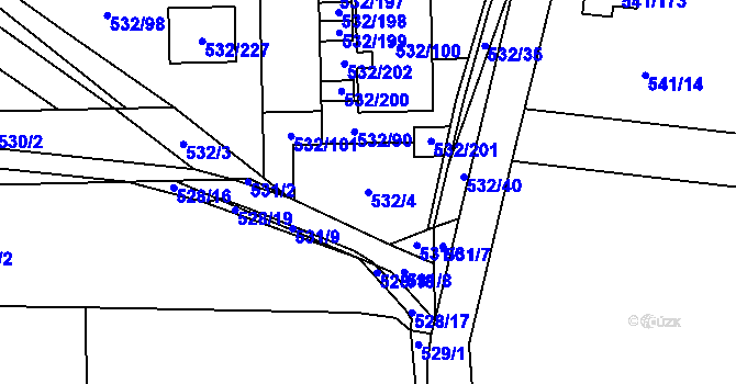 Parcela st. 532/4 v KÚ Vochov, Katastrální mapa