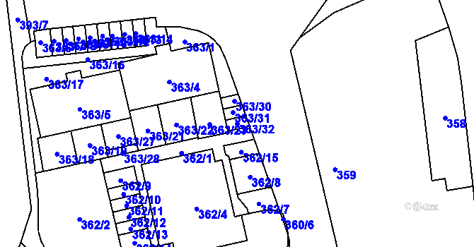 Parcela st. 363/32 v KÚ Vochov, Katastrální mapa