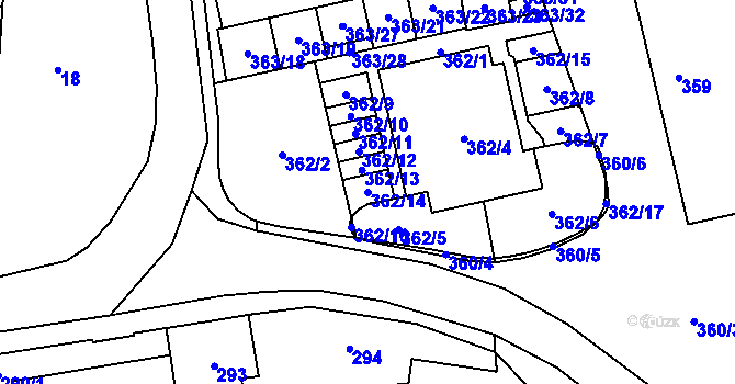 Parcela st. 362/14 v KÚ Vochov, Katastrální mapa