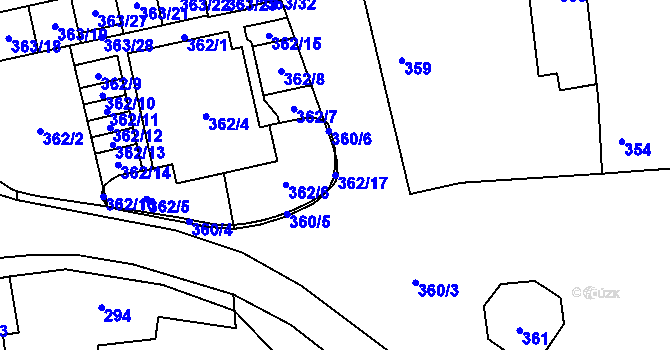 Parcela st. 362/17 v KÚ Vochov, Katastrální mapa