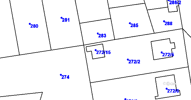 Parcela st. 272/15 v KÚ Vochov, Katastrální mapa