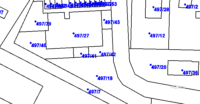 Parcela st. 497/42 v KÚ Vochov, Katastrální mapa