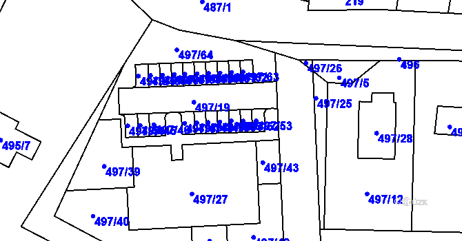 Parcela st. 497/51 v KÚ Vochov, Katastrální mapa