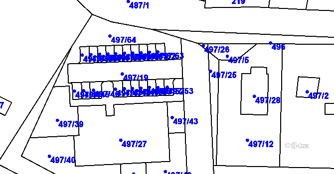 Parcela st. 497/53 v KÚ Vochov, Katastrální mapa