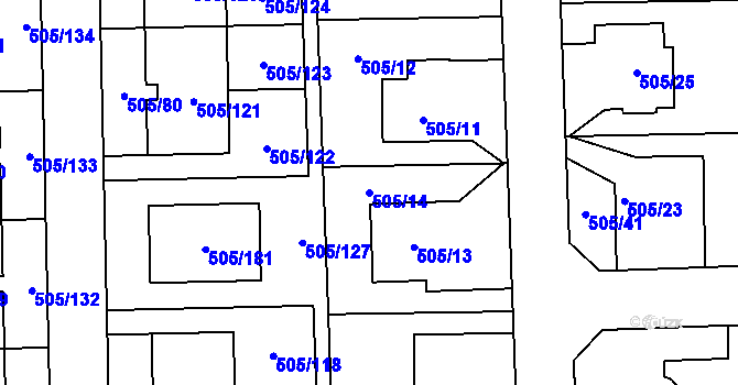 Parcela st. 505/14 v KÚ Vochov, Katastrální mapa