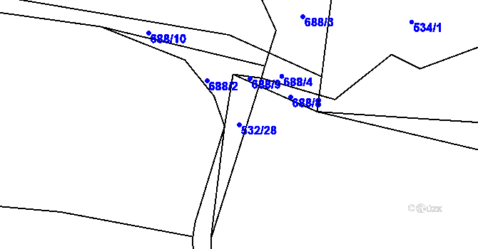 Parcela st. 532/28 v KÚ Vochov, Katastrální mapa